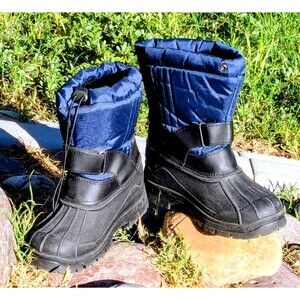 Lilly of New York Navy & Black Little Kids Youth Sz 2 Snow Warm Winter Boots EUC